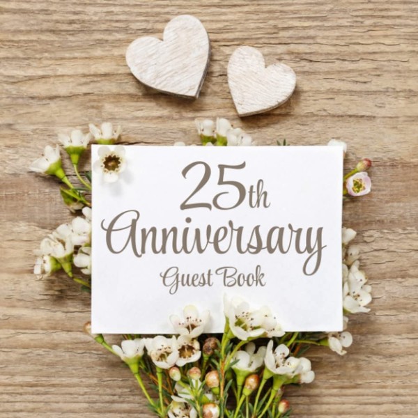 25th Anniversary Guest Book: Rustic Heart Design | 25th Anniversary