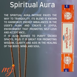 Original Satya Nag Champa Spiritual Aura Incense Sticks | with M&J incense sticks holder | x4 pack | for Aromatherapy, Spa, Yoga, Weddings, Meditation, Healing, Positivity and Relaxation