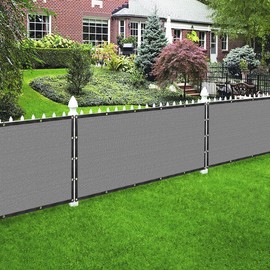 6' x 8' Grey Privacy Screen Fence Cover Panel Shade Cloth Fabric for Chain Link Fence Driveway Playground Yard Garden Farm UV Protection
