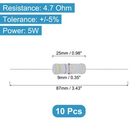 YOKIVE 10 Pcs 4.7 Ohm 5 Watts Metal Oxide Film Resistor, 5% Tolerance Resistor Axial Lead | Flame Proof for DIY Electronic Circuits, Audio-Video Projects