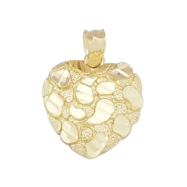 AMZ Jewelry 10k Yellow Gold Heart Nugget Pendant Nugget Heart