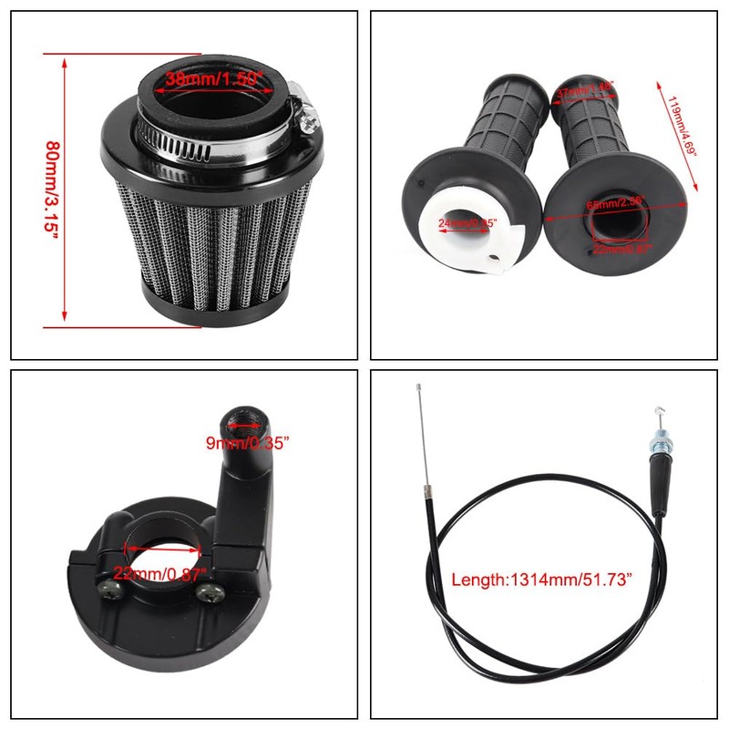VM22 Carburetor 26mm Throttle Control Cable Main Jet Kit Predator