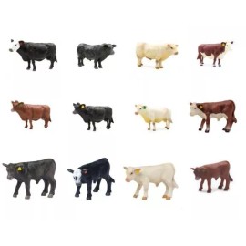Little Buster Toys Livestock Bundle, 12 piece 5 Different Cows & Calves, 2 Bulls