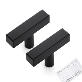 Ravinte 10 Pack Matte Black Cabinet Pulls Single Hole Black Cabinet Handles Kitchen Pulls for Cabinets with Mounting Template 2 inch Overall Length