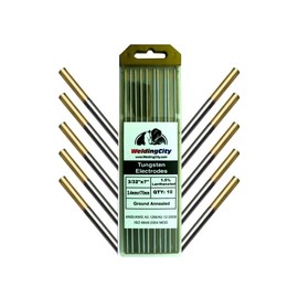 WeldingCity 10-pk Premium TIG Welding Tungsten Electrode Rod 1.5% Lanthanated (Gold, EWLa15) 3/32" x 7" | 10-pcs
