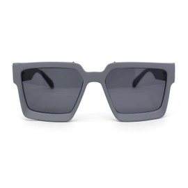 SA106 Rubberized Soft Matte Luxury Thick Horn Rim Mobster Sunglasses Grey - Black