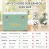 Professional-Designed Bamboo Seed Storage Box with Built-in Hygrometer, Double-Layer Airtight