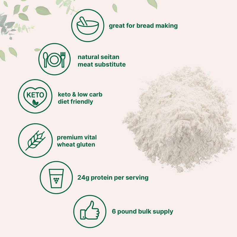 Premium Vital Wheat Gluten, 6lbs Powder | Great for Bread