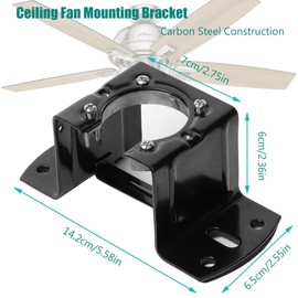 Ceiling Fan Mounting Bracket,AICWIOO Carbon Steel Sloped Cathedral Ceiling Canopy Bracket for Living Room,Outdoor Patio,or Porch with Grounding Wire(Black)