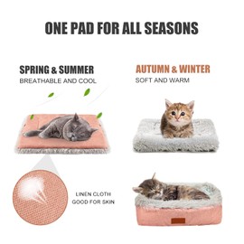 Cat Beds for Indoor Cats,Washable Cat Mat Calming Dog Crate Bed Plush Fluffy Dog Mat Faux Fur Warming Pet Bed for Medium Dogs