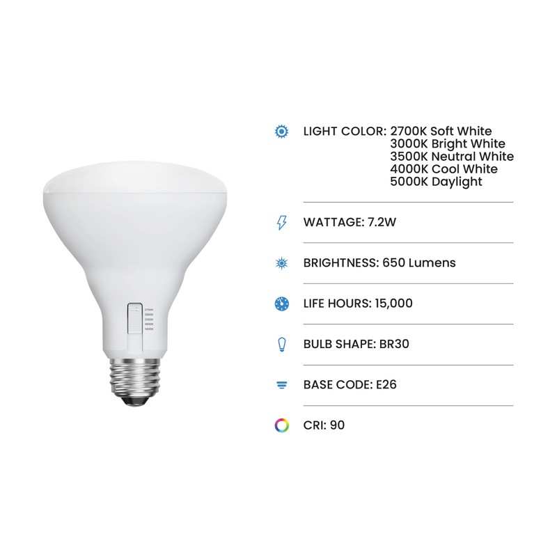Feit Electric BR30 LED Flood Light Bulb, 65W Equivalent, Dimmable,