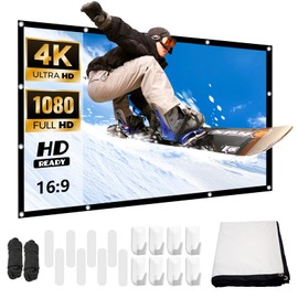 Projector Screen 100 Inches, 16:9 HD Foldable Projector Screen, Anti-Wrinkle Double-Sided Projector Screen 221 x 125 cm, Double-Sided Projection, School, Projector for Camping and Home Cinema