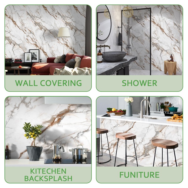 Marble Peel and Stick Waterproof Wall Paneling, 118" x 47"