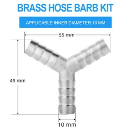 ERGAOBOY Pack of 2 10 mm Stainless Steel Hose Nozzle T Piece, 3 Way Y Shaped SUS 304 Hose Fitting with 6 Pieces Clamps