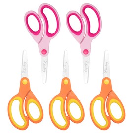 Left-Handed Kids Scissors by chooling (Pack of 5, Rounded-tip, 13.2 cm) - 5.2'' Lefty Soft Touch Blunt School Student Scissors Shears CL-037-UK-D