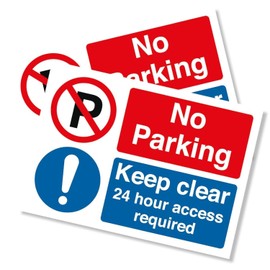 Punkcards - No Parking Sign - 2 Pack - “No Parking Keep Clear 24 hour Access Required” - Safety Sign - Warning Sign - A4 Sign - 210mm x 297mm - 3mm Correx