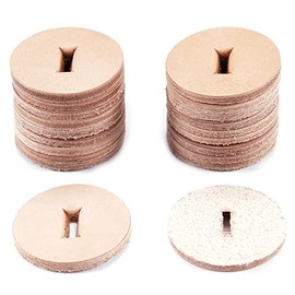 Cowhide Leather Handle Washers - Round w/Slot - (1.50 x .125) - (Natural) - USA Made - (for Knife Making & Hobby) - (20 Pack)
