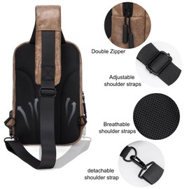 ecosmile Messenger Bag Sling Bag Crossbody Shoulder Bag for Men Women Travel Work Satchel Bags (leather Brown)