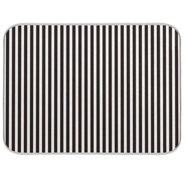 Black Striped White Dish Drying Mat for Kitchen, Absorbent Microfiber Drying Pad Dish Mat, 24" X 18"