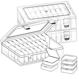 THYSSEN Bead Organizers,90Pcs Plastic Mini Clear Storage Cases with 3pcs Hinged Lid Rectangle Case,Bead Containers Transparent Boxes,for Jewelry Beading Crafts Screws Small Parts of Storage