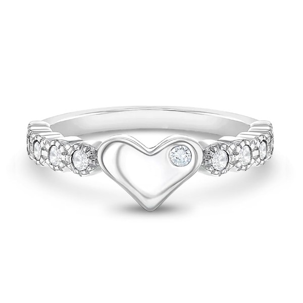 925 Sterling Silver Size 2 Clear Cubic Zirconia Beautiful Heart