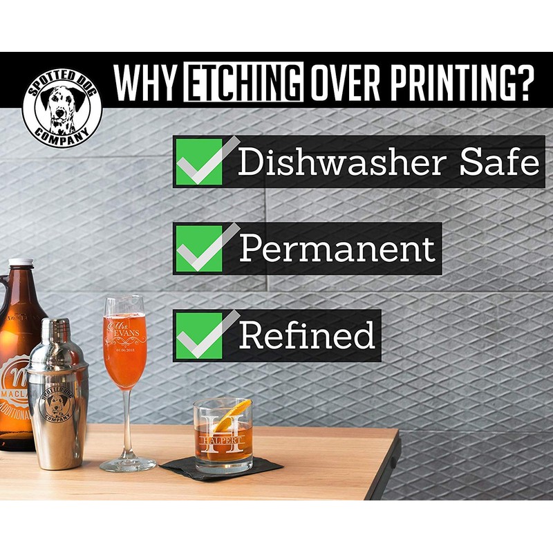 Etched Monogram 16oz Stemmed Wine Glass (Letter B)