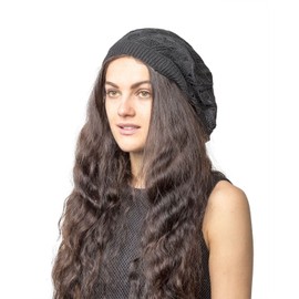 Basic Sense Classic Crochet Hat, Vintage Lightweight Super Soft Cotton Beanie Knit Slouchy Hats, Triangle Black