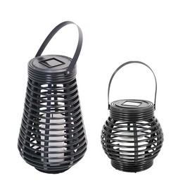 LQWELL Pack of 2 Solar Lights for Outdoor Garden, Waterproof Solar Lantern, Rattan Garden Lights, Outdoor, Solar Lantern, Warm White for Yard, Room, Party Festival Decoration