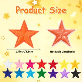 AUGSUN 30pcs Colorful Star Iron On Patches Clothing Embroidered Star Sew on Patches Applique Repair Patch ﻿