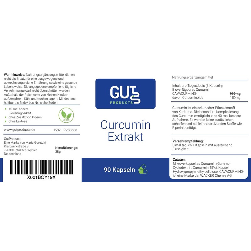 Curcumin Extract Capsules High Dose - 999 mg per Day