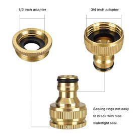 Brass Hose Connector, 1/2 Inch and 3/4 Inch 2-in-1 Garden Hose Connector, Garden Hose Tap Connector for Kitchen Tap and Garden Hoses (2 Pack)