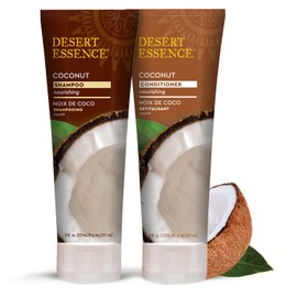 Desert Essence Coconut Shampoo & Conditioner Bundle - 8 Fl Ounce - Nourishing For Dry Hair - Delightful Scent - Refreshes Skin - Coconut Oil