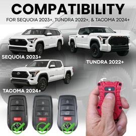 for Toyota Key Fob Case - Heavy-Duty Protective Shell - Precision Fit for Tundra, Tacoma, Sequoia & Corolla - Impact-Resistant & Stylish Upgrade - Enhanced Grip (Red Fob, Black Screws)