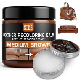 NIUB Leather Recoloring Balm Leather Color Restorer Scratch Repair Leather Paint for Furniture Couches Car Seats Shoes Bags Leather Dye and Scratched Leather with Leather Conditioner - Medium Brown