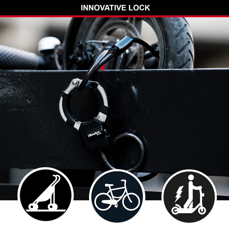 Master Lock Cable Lock with Key 1m Ideal for Scooter