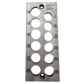 DFM Tool Works Doweling Tool - Premium Dowel Maker Tool, Versatile Dowel Plate, High-Grade A2 Steel for Woodworking, Made in USA (Large 12 Holes English Metric)