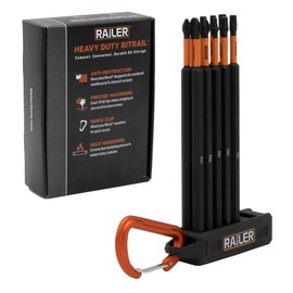 Railer 6 Inch Screwdriver Bit Set - Premium S2 Steel 6" Phillips, Square, Torx & Hex Impact Driver 10pc Bit Set With A Storage Magnetizer Bit Holder & Carabiner