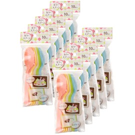 Strix Design Disposable Spoons, Color Spoons, Set of 10 x 10, 5.8 inches (14.8 cm), Pastel Colors, 5 Colors, Party, Outdoor, Leisure MA-023