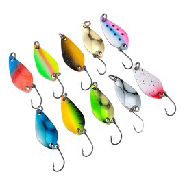 Fishing Spoon Lure with Tackle Box,10pcs Spoon Fishing Lure with Single Hook Metal Fishing Lures for Char Perch Bass Freshwater Freshwater 2.5g+2.5g+5g