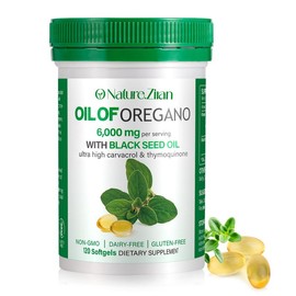 O Nature.Ziran Oil of Oregano Softgel 6000mg with Black Seed Oil 200mg - Organic Antioxidant Supplement for Immune Support 120 Count Healthy Dietary Fitness Healthcare