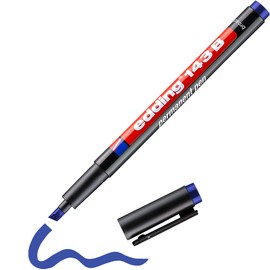 edding 143 B Permanenter Folienschreiber - blau - 1 Stift - Keilspitze 1-3 mm - Stift zum Schreiben auf Glas, Kunststoff, Folien und glatten Oberflächen - schnelltrocknend, wisch- und wasserfest