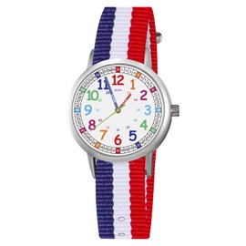 ITOOZYNN Kids Watch for Girls and Boys,for Children's Toddler Learning Time and Easy to Read Time, Analog Watch for Boys and Girls Ages3~11 (BWR)