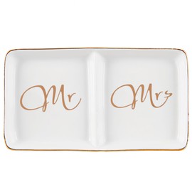 COZITED Mr. and Mrs. Ring Dish Engagement Gifts for Couples Wedding Ring Holder Jewelry Dish Tray, Bridal Shower Gifts for Women Newlywed Future Bride To be Gifts His and Hers Gifts