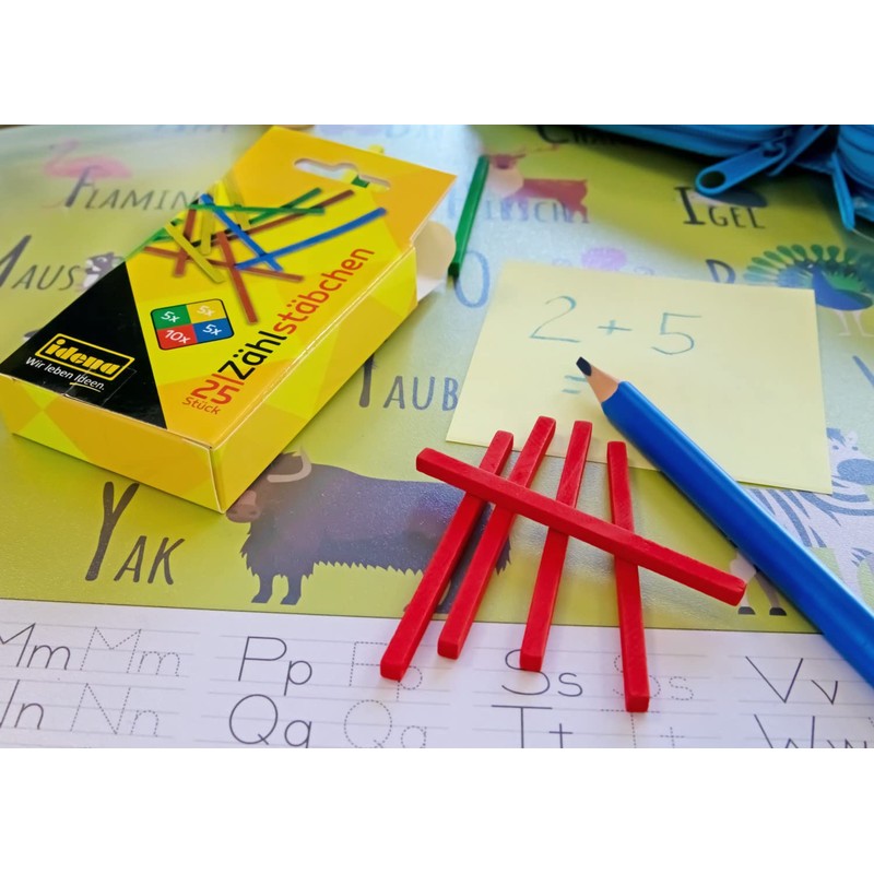 Idena 20101 Wooden Counting Sticks, Pack of 25, Assorted Colours,