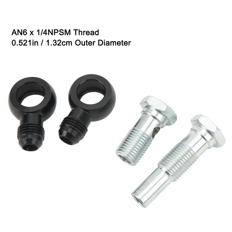 Transmission Oil Cooler Banjo Fitting Kit AN6x1/4NPSM Aluminum Alloy for