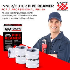 AFA Tooling - Inner/Outer Pipe Reamer for 3/8" to 2" Pipes, Deburring Tool with Inner & Outer Cones for Smoothing & Reaming Copper, Stainless Steel, PVC, Metal & Aluminium - Plumbing Tool