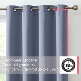 HLC.ME Oxford Bblue Curtains 96 Inch Length - Blue Curtains for Bedroom, Bedroom Drapes, Thermal Insulated Window Curtain Grommet Panels, Set of 2 (52 W x 96 L, Dusty Blue)