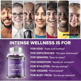 INTENSE Wellness 90x2 Easy Sleep Gummies – Natural Non-GMO/Vegan – Sugar Free Food Supplements – Herbal Chewable Raspberry Flavoured (Set of 2)