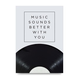 Lithobee - Music Sounds Better With You - Printed Wall Art Design in Sizes A2, A3 & A4 Framed in a Stylish Quality Coloured Frame or Unframed (A2 Unframed)