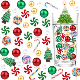 VIDELLY 6068PCS Christmas Floating Vase Filler Set, Clear Beads Pearls Candy Canes Christmas Tree Decorations for Vase Filler Table Centerpieces Decoration Home Decor